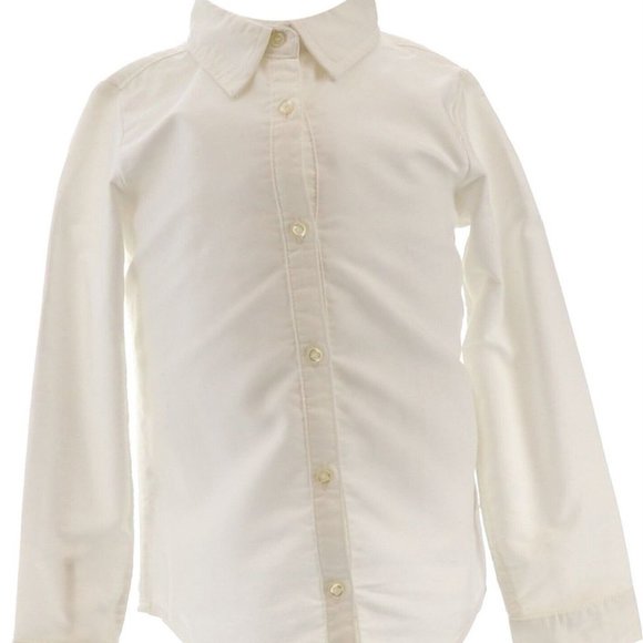 NWT LANDS' END UNIFORM LITTLE GIRL'S LONG SLEEVE OXFORD SHIRT WHITE 4 - Picture 1 of 8